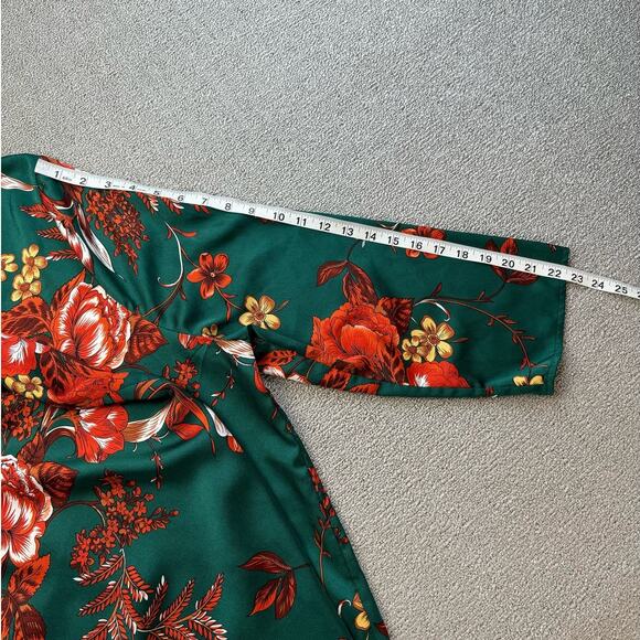 Boohoo Kimono Duster Floral Green US Size 18 - Picture 7 of 9